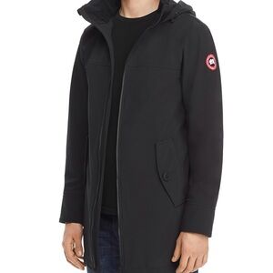 💛CANADA GOOSE Black Hooded Jacket with Logo Patch  100% authentic coat